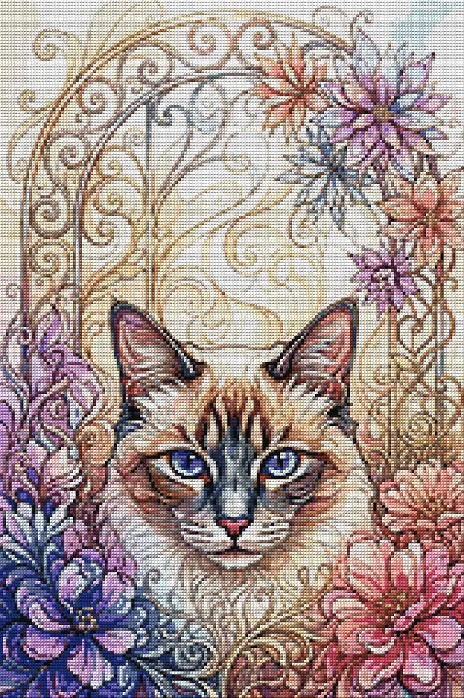 Diamond pattern - Floral Cat
