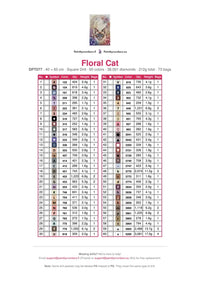 Thumbnail for Floral Cat diamond painting color chart – 60 DMC colors