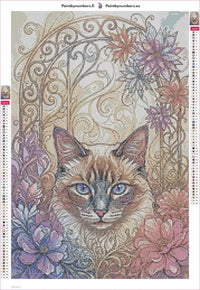 Thumbnail for Floral Cat diamond painting adhesive canvas 40x60cm