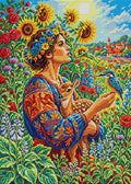 Thumbnail for Floral Maiden With Fawn and Bird, 50x70 cm diamond painting – full design preview without the close-up inset