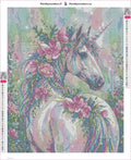 Thumbnail for Floral Unicorn diamond painting adhesive canvas 40x50cm