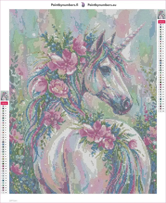 Floral Unicorn diamond painting adhesive canvas 40x50cm