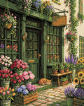 Thumbnail for Flower Shop on a Cobbled Lane, 40x50 cm diamond painting – finished design preview