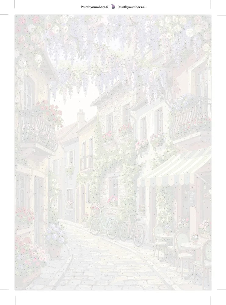 Paint by numbers numbered canvas - Flower Street and Bicycles 50x70cm