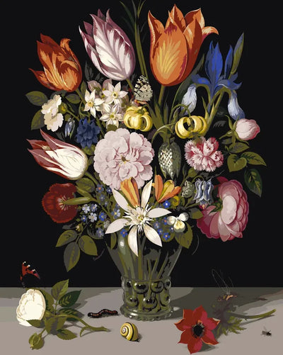 Flowers in a Glass paint by numbers - Ambrosius Bosschaert
