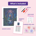 Thumbnail for What is included in the Forest Elf diamond painting kit - adhesive canvas, reference sheet, tools and numbered drill bags