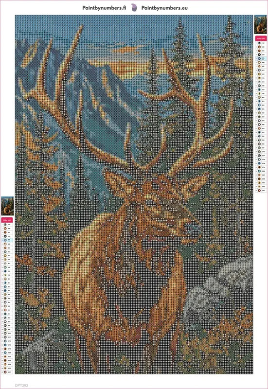 Diamond painting adhesive canvas preview - Forest Elk