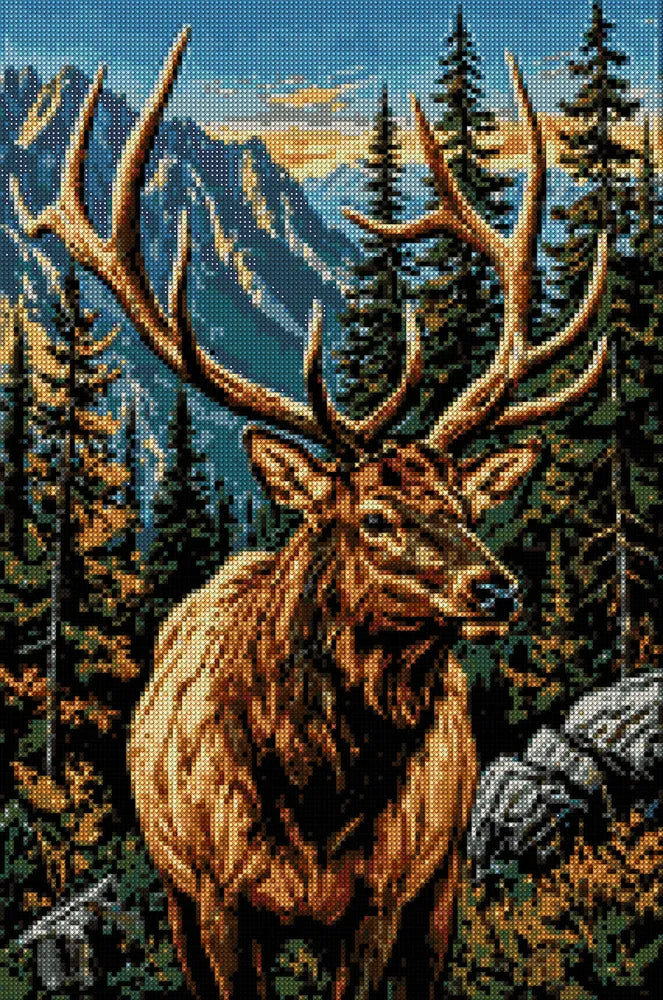 Diamond painting pattern chart - Forest Elk