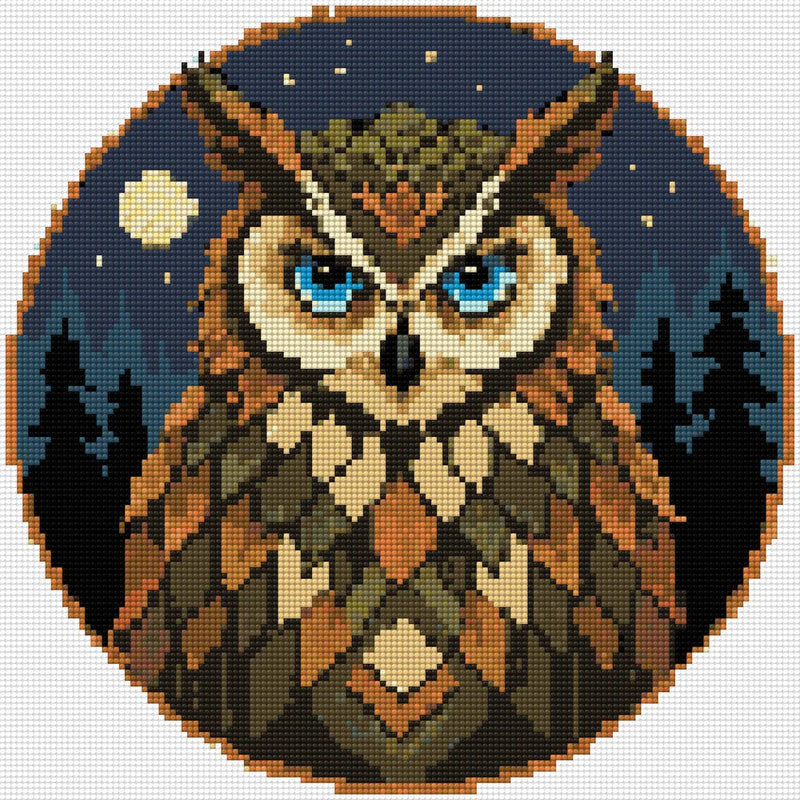 Diamond painting pattern chart - Forest Owl