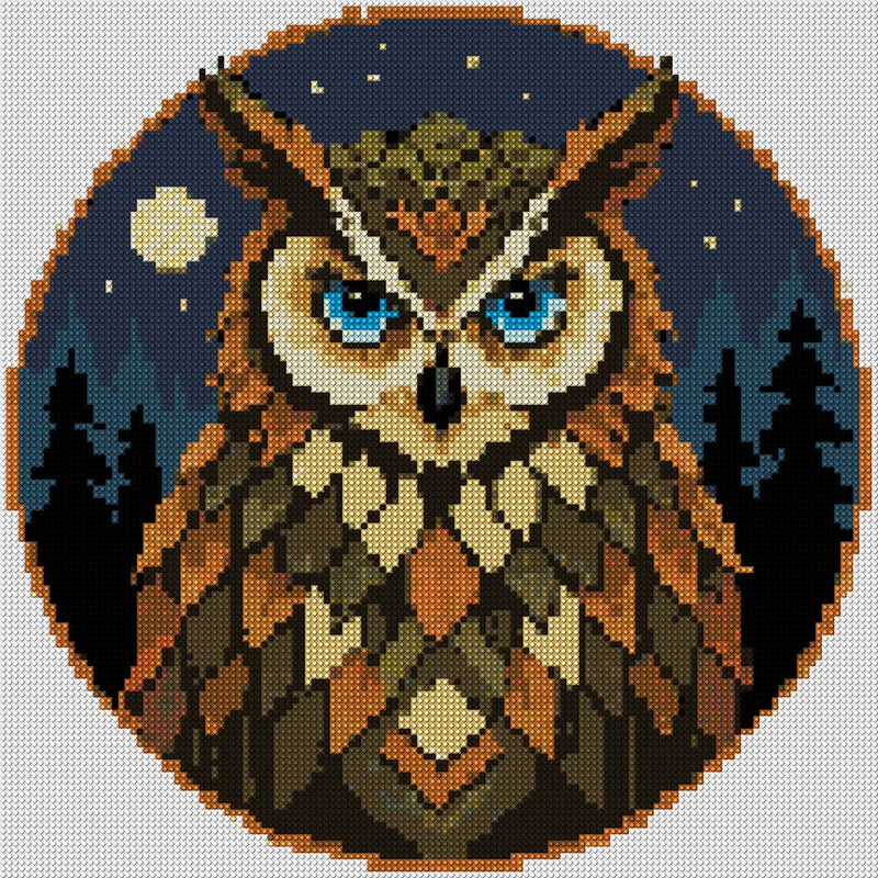 Diamond painting pattern chart - Forest Owl
