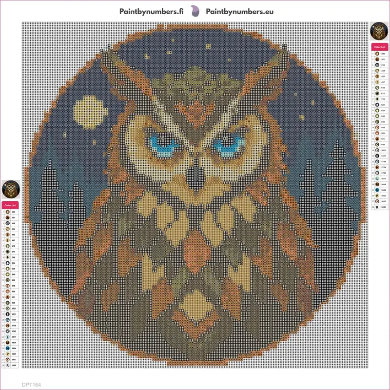 Forest Owl diamond painting adhesive canvas 40x40cm