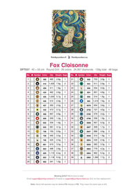Thumbnail for Fox Cloisonne diamond painting color chart – 39 DMC colors