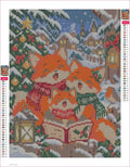 Thumbnail for Diamond painting adhesive canvas preview - Fox Family Christmas Carols
