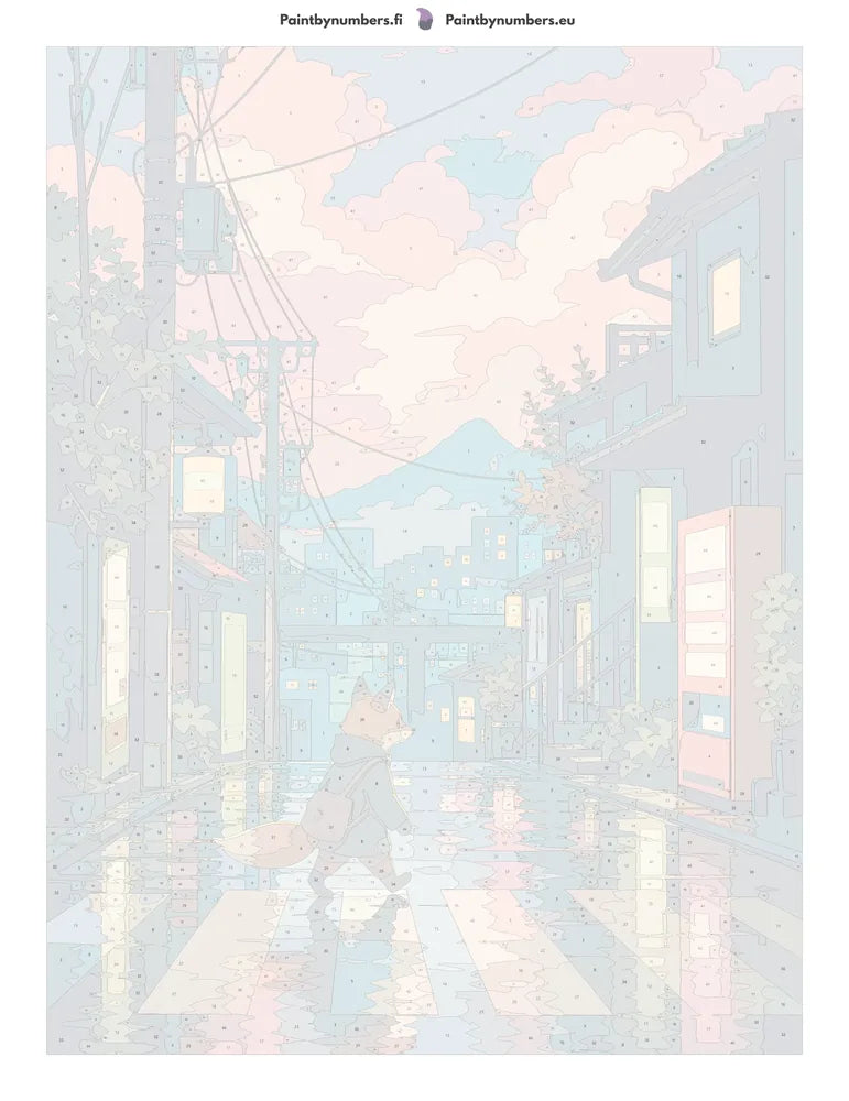 Numbered canvas - Fox Walking in City Street 60x80cm