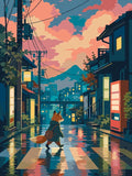 Thumbnail for The fox walks on a rainy city street Paint By Numbers.
