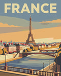 Thumbnail for France travel poster paint by numbers with the Eiffel Tower and a Paris riverside scene