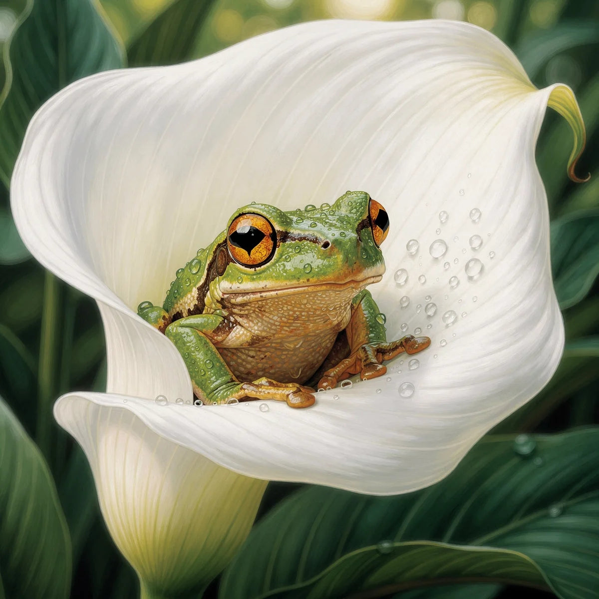 Diamond Painting Frog in Calla Lily
