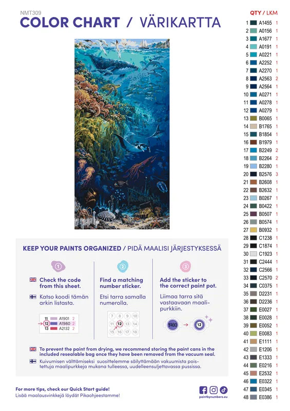 Paint color chart and instructions - From Surface to Abyss 60x120cm