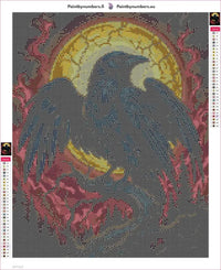 Thumbnail for Diamond painting adhesive canvas preview - Full Moon Raven