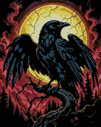 Thumbnail for Diamond painting pattern chart - Full Moon Raven