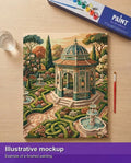 Thumbnail for Preview image of the completed paint by numbers - Garden Gazebo and Fountains 40x50cm