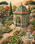Thumbnail for An ornamental pavilion and fountains in the garden Paint By Numbers.