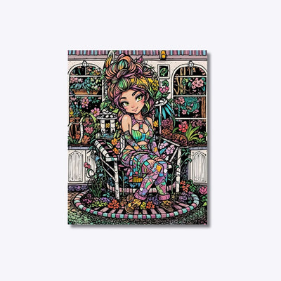 Garden Princess paint by numbers with garden princess scene