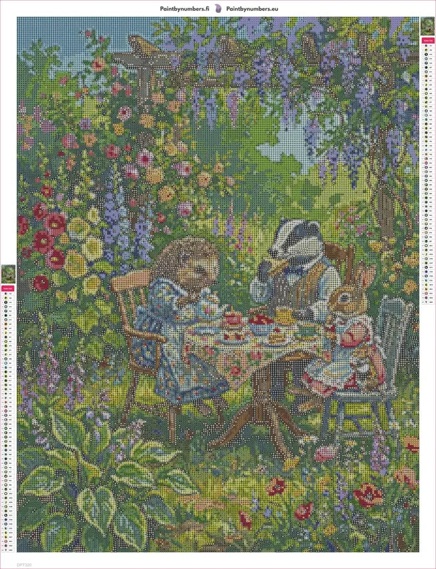 Diamond painting adhesive canvas preview - Garden Tea Party