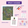 Thumbnail for What is included in the Garden Tea Party diamond painting kit - adhesive canvas, reference sheet, tools and numbered drill bags