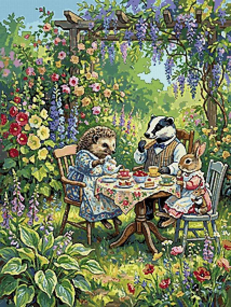 Diamond painting pattern chart - Garden Tea Party
