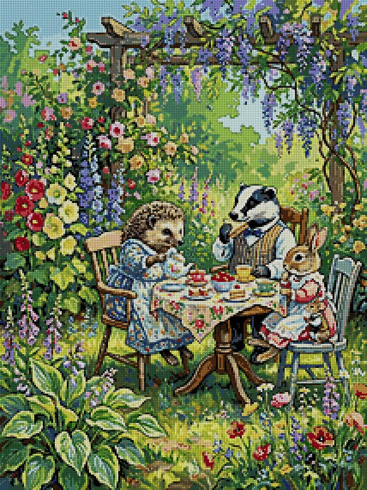 Diamond painting pattern chart - Garden Tea Party
