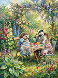 Thumbnail for Diamond Painting featuring animals having a tea party in a blooming garden.
