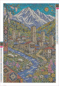 Thumbnail for Diamond painting adhesive canvas preview - Georgian Towers