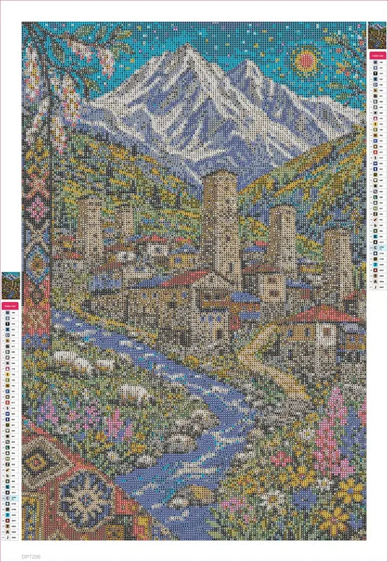 Diamond painting adhesive canvas preview - Georgian Towers