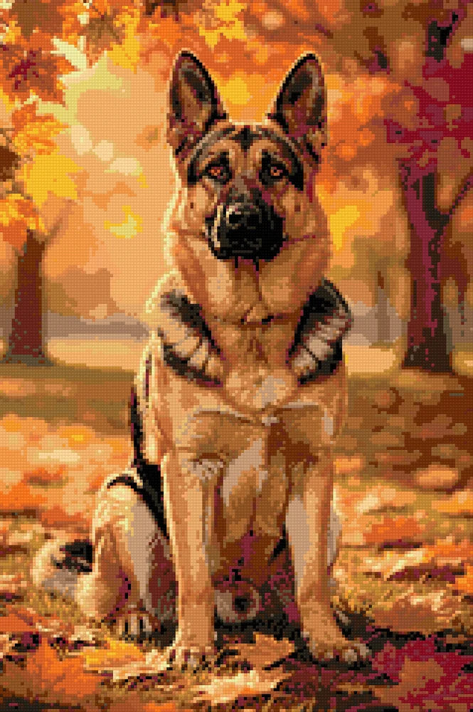 Diamond pattern - German Shepherd in Autumn