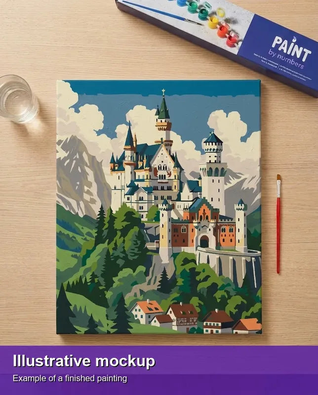 Illustration of the completed paint by numbers - Germany Travel Poster 40x50cm