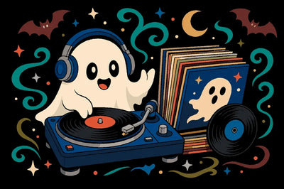 Ghost DJ with a turntable and vinyl records Paint By Numbers.