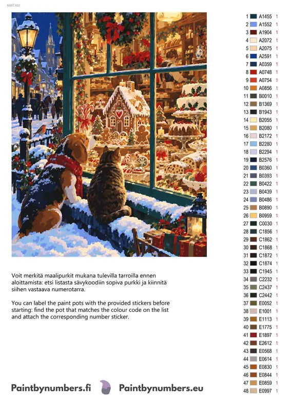 Paint color chart and instructions - Gingerbread Window 40x50cm
