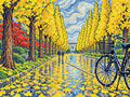 Thumbnail for Ginkgo Avenue in Late November, 40x30 cm diamond painting – finished design preview