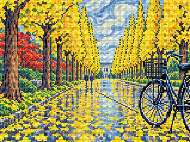 Ginkgo Avenue in Late November, 40x30 cm diamond painting – finished design preview