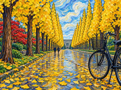 Ginkgo Avenue in Late November, 40x30 cm diamond painting – original artwork the design is made from