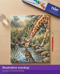 Thumbnail for Illustration of the finished paint by numbers - Giraffe Drinking at Pond 40x50cm