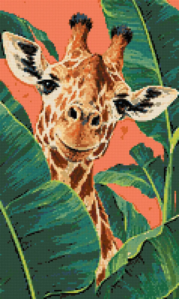 Diamond painting pattern chart - Giraffe in Leaves