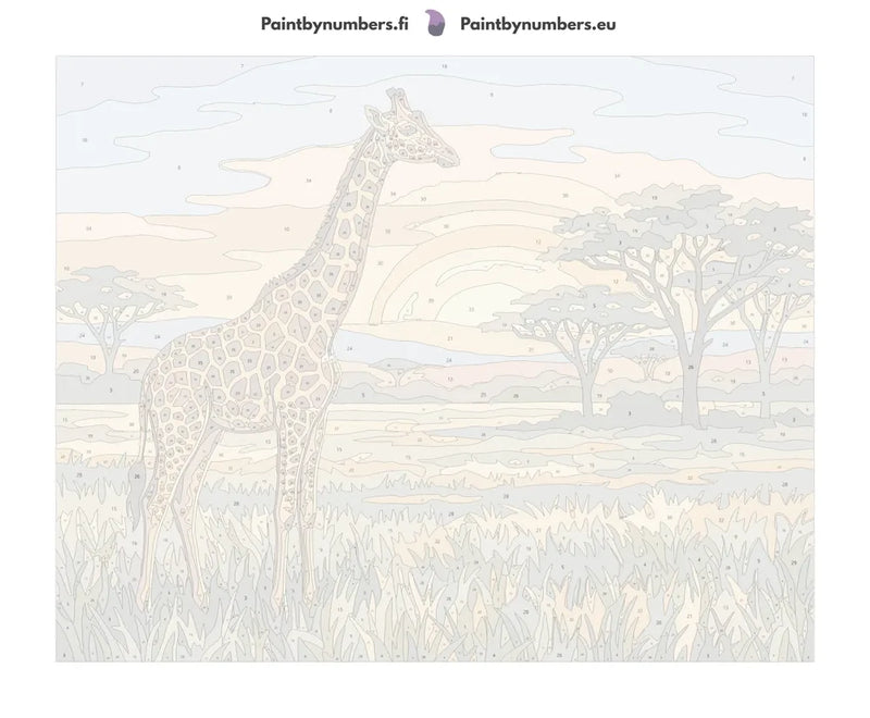 Numbered canvas - Giraffe on Savannah 50x40cm