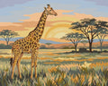 Thumbnail for Giraffe on the savannah Paint By Numbers, sunset and grassland.