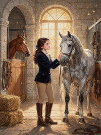 Thumbnail for Diamond painting Girl with Horses