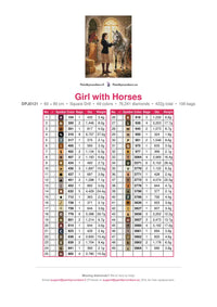 Thumbnail for Color chart for Girl with Horses diamond painting – 49 DMC colors