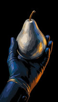Thumbnail for A gloved hand holds a pear against a dark background Paint By Numbers.