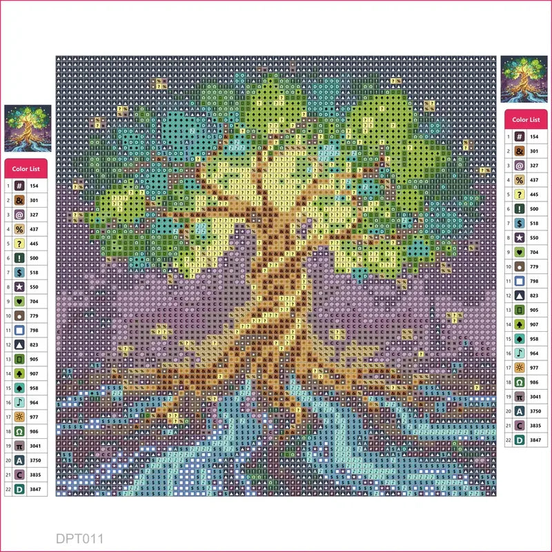 Glowing Tree diamond painting adhesive canvas 20x20cm
