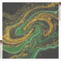 Thumbnail for Gold and Green Swirl diamond painting adhesive canvas 60x60cm
